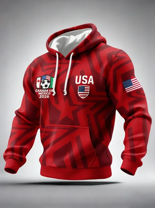 Football Soccer American Flag USA Canada Mexico Hoodie Sweatshirt