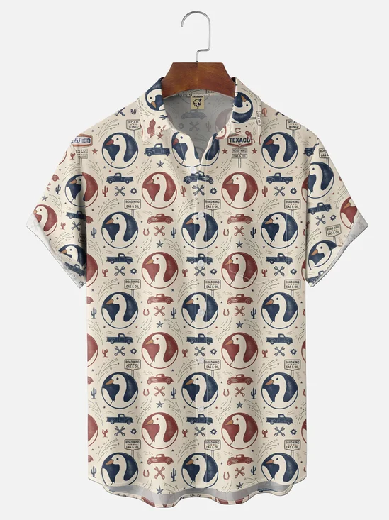Hardaddy X Valentina Bjekovic Moisture-wicking Vintage Car Duck Chest Pocket Casual Shirt