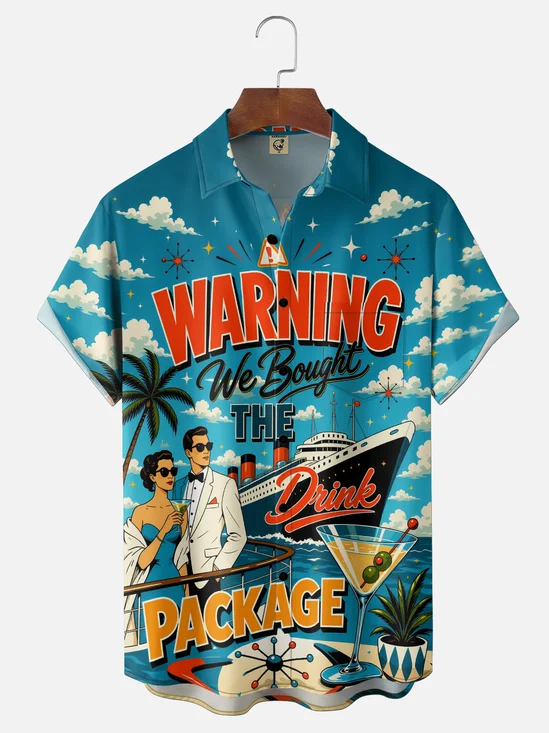 Moisture-Wicking Cruise Life  Chest Pocket Holiday Hawaiian Shirt