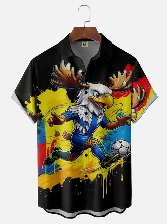 Moisture-wicking USA Canada Mexico Soccer Match Chest Pocket Holiday Hawaiian Shirt