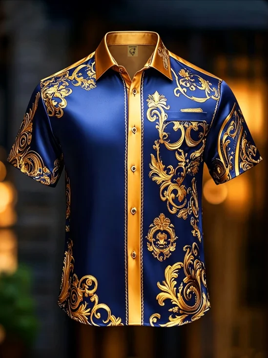 Silk Satin Breathable Ethnic Floral Art Shirt