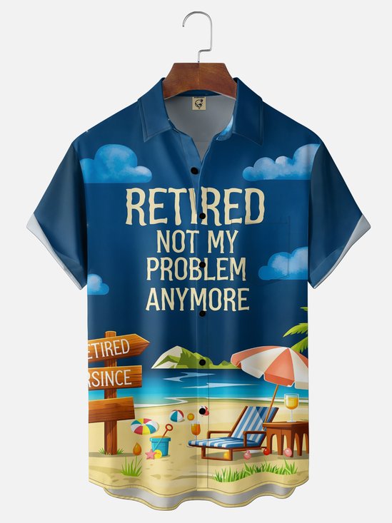 Moisture-Wicking Gradient Beach Vacation Retirement Is Not My Problem Chest Pocket Hawaiian Shirt