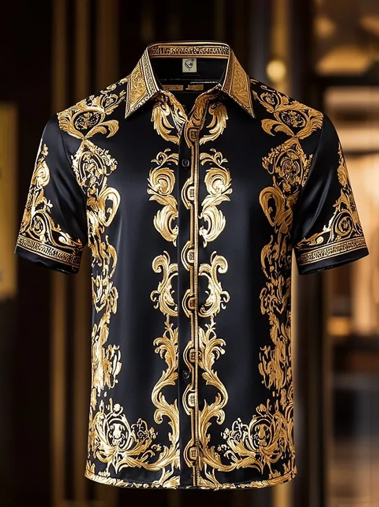 Silk Satin Breathable Floral Business Shirt