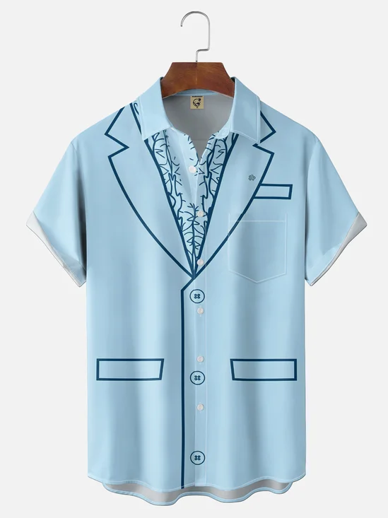 Moisture-wicking Formal Suit Costume Chest Pocket Casual Shirt