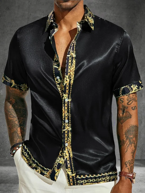 Breathable Silk Satin Subtle Pattern Chest Pocket Business Shirt