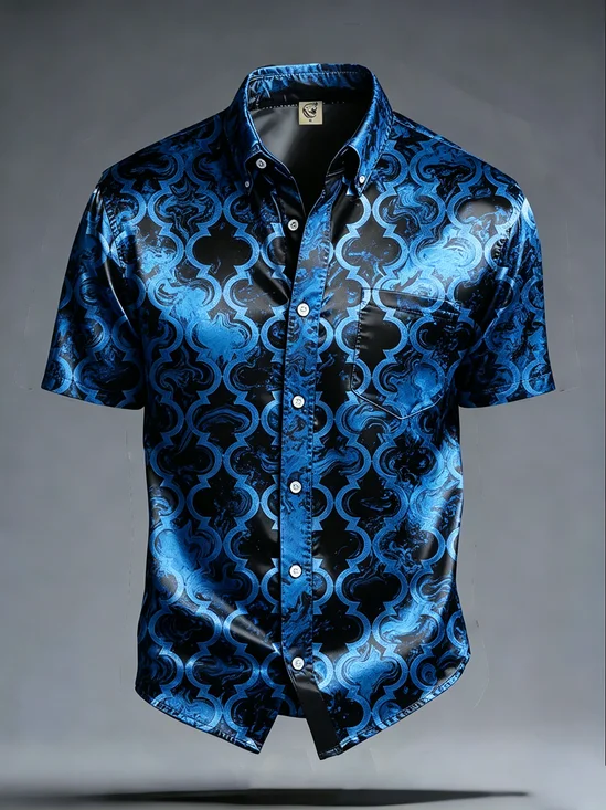 Silk Satin Breathable  Subtle Abstract Geometric Pattern Business Shirt