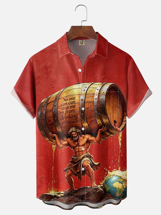 Moisture-Wicking Beer Hercules Chest Pocket Hawaiian Shirt
