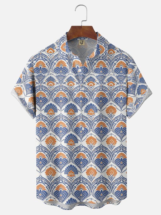 Moisture-Wicking Ethnic Style Chest Pocket Holiday Hawaiian Shirt