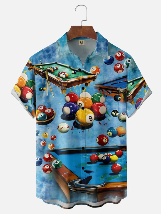 Moisture-Wicking Gradient Art-Print Chest Pocket  Hawaiian Shirt