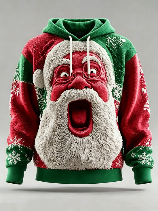 Christmas Santa Claus 3D Print Kangaroo Pocket Hoodie Sweatshirt