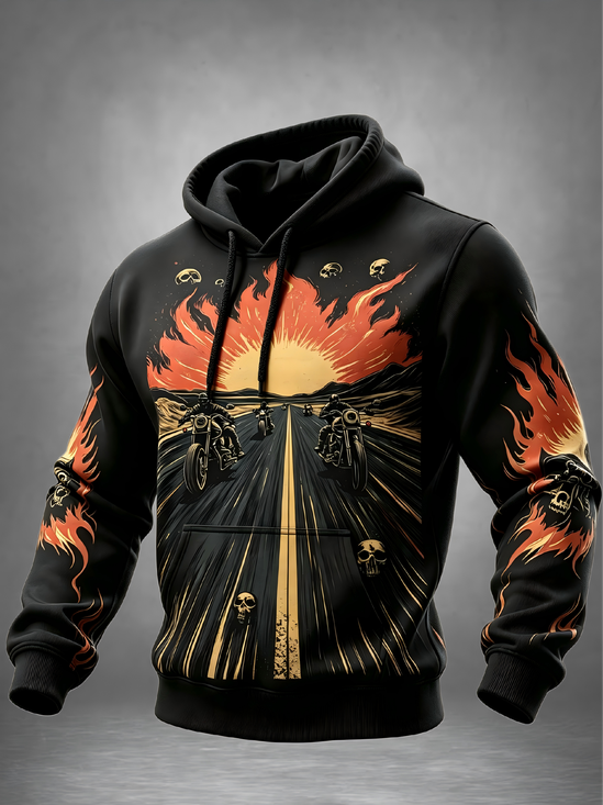 Route Motorcycle Kangaroo-Pocket Hoodie Sweatshirt