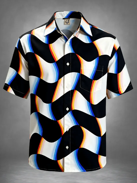 Moisture-Wicking Plaid Chest Pocket Hawaiian Shirt