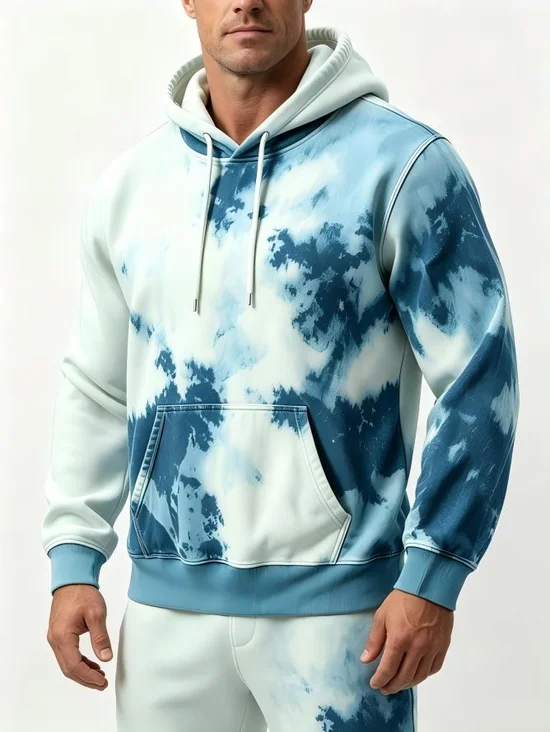Tie Dye Kangaroo-Pocket Hoodie Sweatshirt