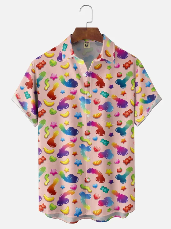 Moisture-Wicking "Weird Human Candy" Chest-Pocket Hawaiian Shirt