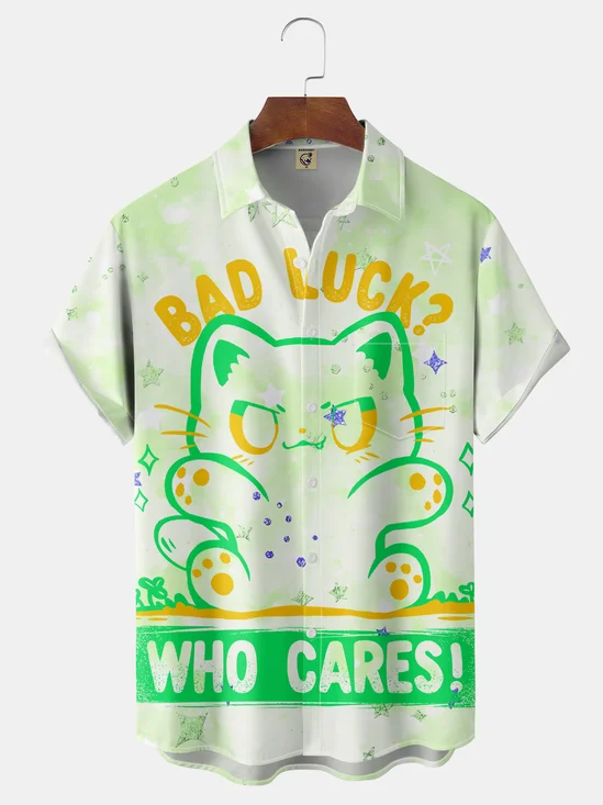 Hardaddy X Techranova Moisture-wicking Lucky Cat Chest Pocket Hawaiian Shirt