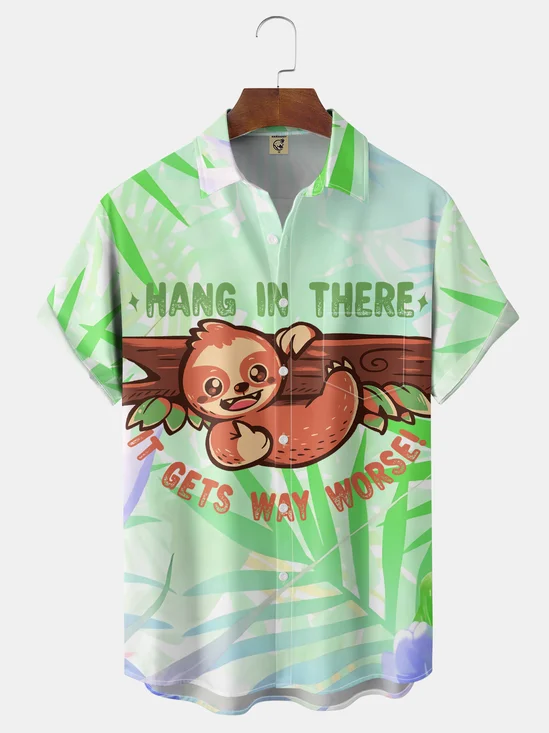 Hardaddy X Techranova Moisture-wicking Sloth Chest Pocket Hawaiian Shirt