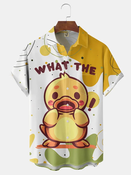 Hardaddy X Techranova Moisture-wicking Yellow Duck Chest Pocket Hawaiian Shirt