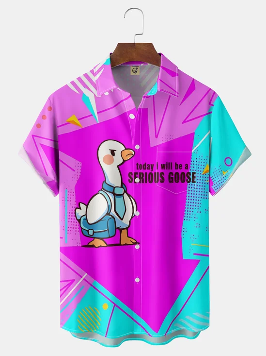Hardaddy X Techranova Moisture-wicking Serious Duck Chest Pocket Hawaiian Shirt