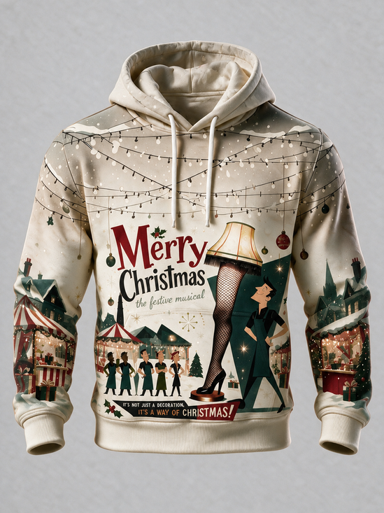 Vintage Christmas Leg Lamp Kangaroo-Pocket Hoodie Sweatshirt