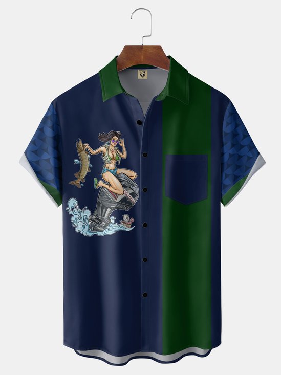 Hardaddy X John Nelson Moisture-wicking Beauty Chest Pocket Bowling Shirt