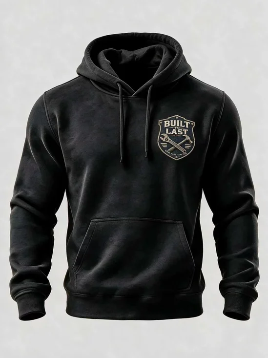 Classic Vintage Pickup Metal Nameplate Slogan Kangaroo-Pocket Hoodie Sweatshirt