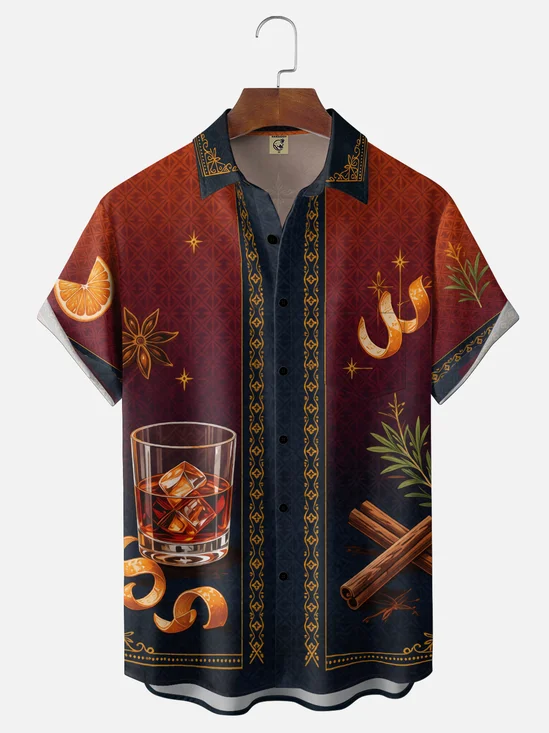 Moisture-Wicking Classic Cocktail & Cigar Chest Pocket  Hawaiian Shirt