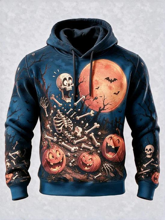 Halloween Explosion Skull Pumpkin Wacky Fun Kangaroo-Pocket Hoodie Sweatshirt