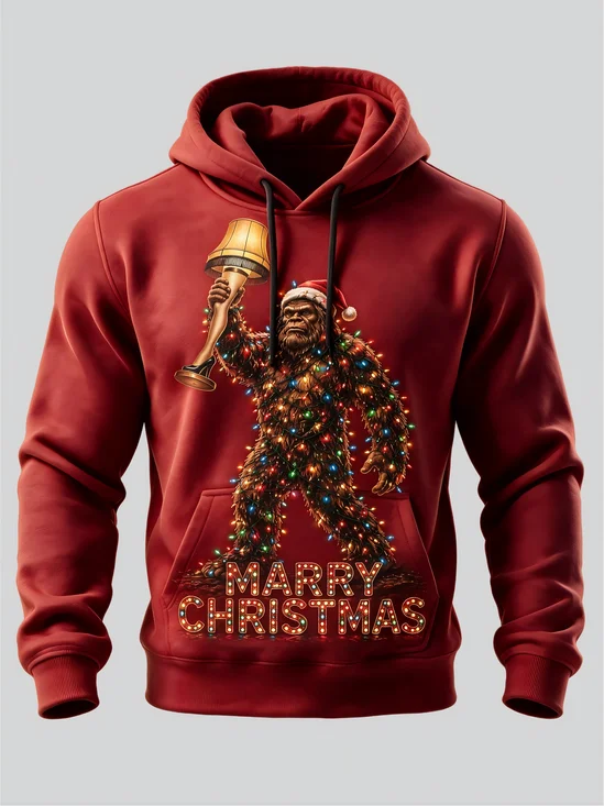 Christmas Story Leg Lamp Bigfoot Kangaroo-Pocket Hoodie Sweatshirt