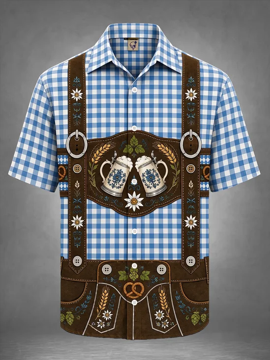 Moisture Wicking Beer Festival Plaid Beer Shirt Chest Pocket Holiday Shirt