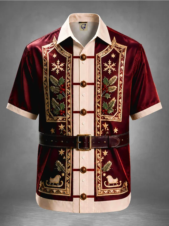 Moisture-Wicking Christmas Vintage Santa Claus Suit Look 3D Printing Holiday Hawaiian Shirt