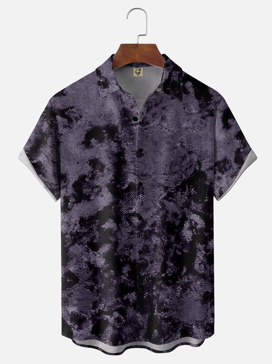Moisture-wicking Gradient Tie-Dye Pattern Chest Pocket Casual Shirt