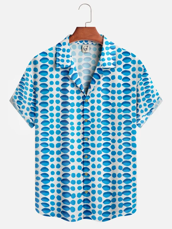Moisture-wicking Geometric Dots Camp Collar Casual Shirt