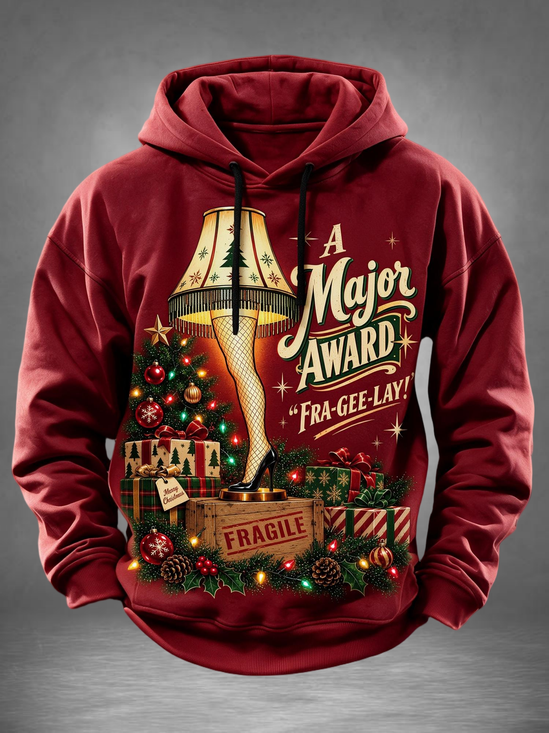 Christmas Vintage Leg Lamp Fragile Christmas Tree Gift Box Kangaroo-Pocket Hoodie Sweatshirt