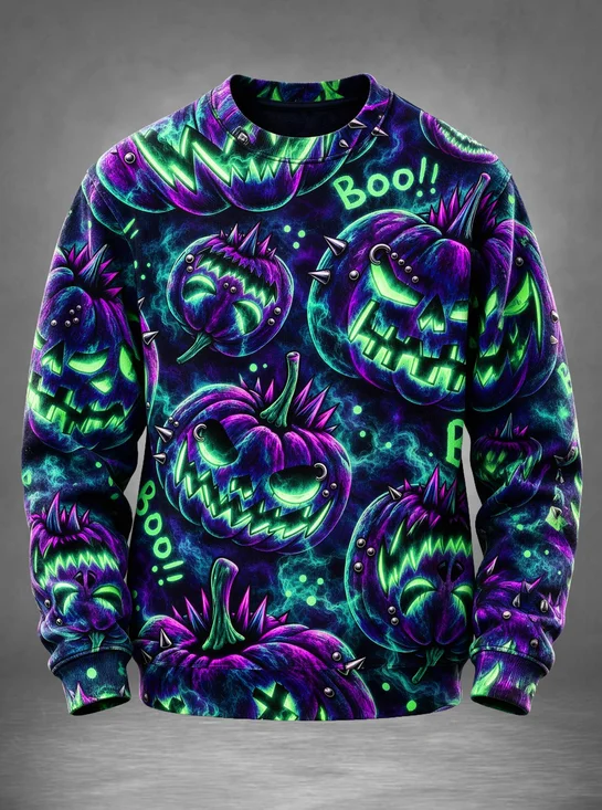 Halloween Neon Punk Style Pumpkin Sweatshirt