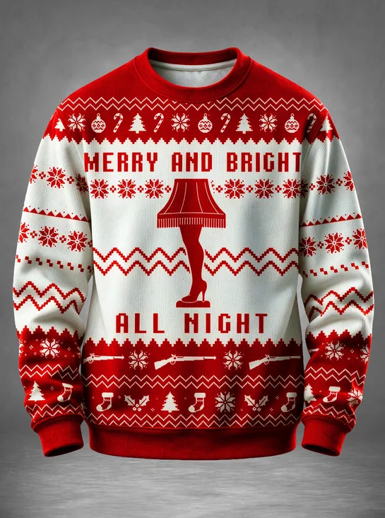 Christmas Fair Isle Style Leg Lamp Slogan Sweatshirt
