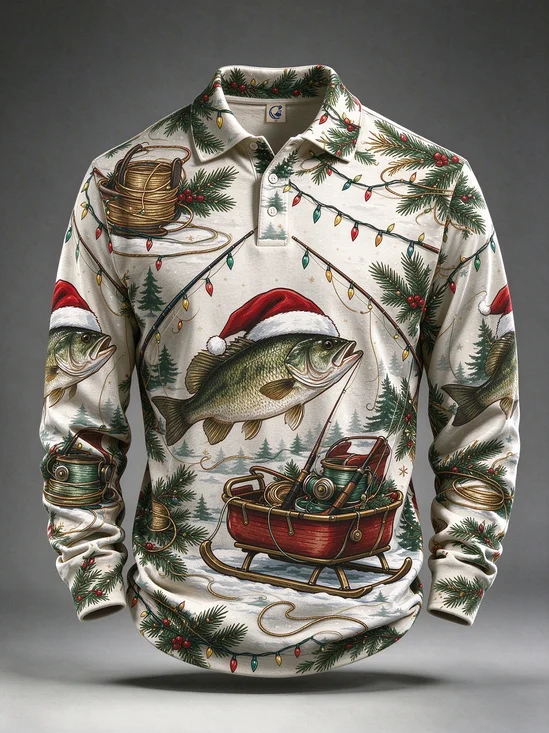 Moisture-Wicking Christmas Hats  Fishing Gear Long-Sleeve Hawaiian Golf Polo