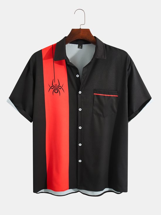 Hawaiian Retro Geometric Abstract Elements Men's Casual Short-sleeved Shirt