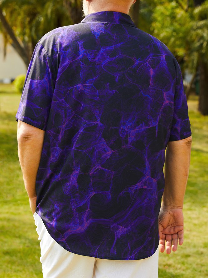 Big Size Flame Chest Pocket Short Sleeve Casual Shirt