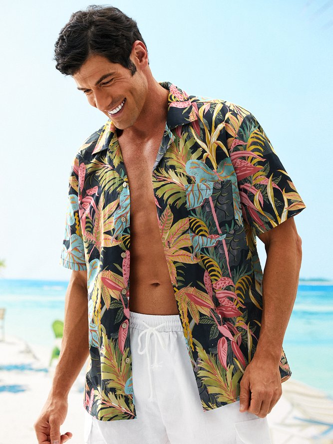 Hardaddy® Cotton Tropical Plants Aloha Shirt