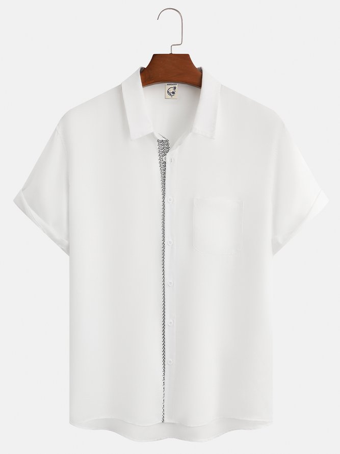 Splice Short Sleeve Casual Shirt
