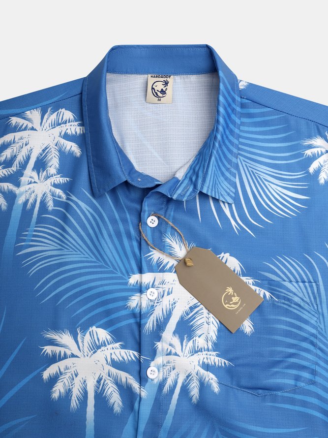 Coconut Tree Chest Pocket Short Sleeve Resort Shirt