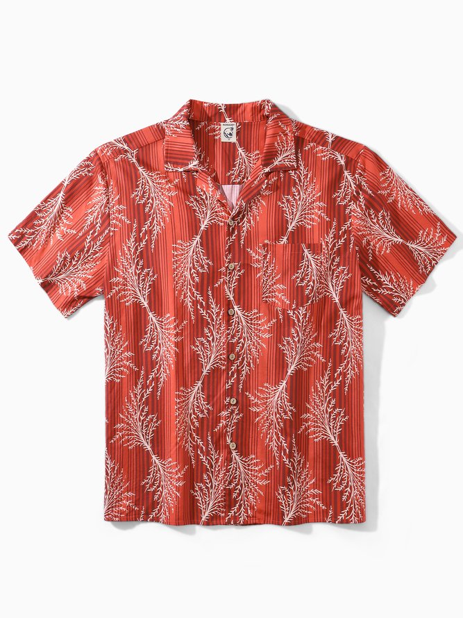 Hardaddy® Cotton Leaves Chest Pocket Aloha Shirt