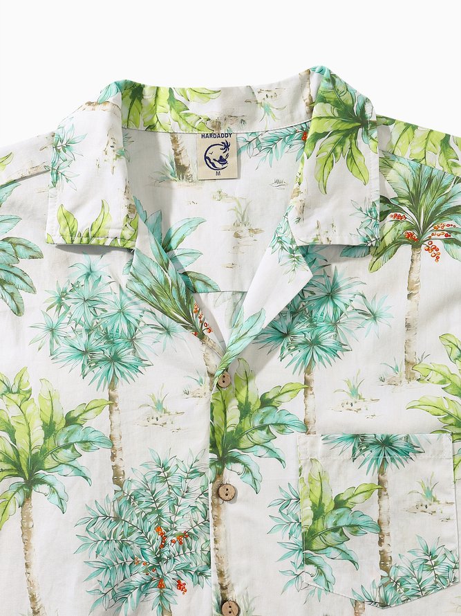 Hardaddy® Cotton Coconut Tree Chest Pocket Aloha Shirt