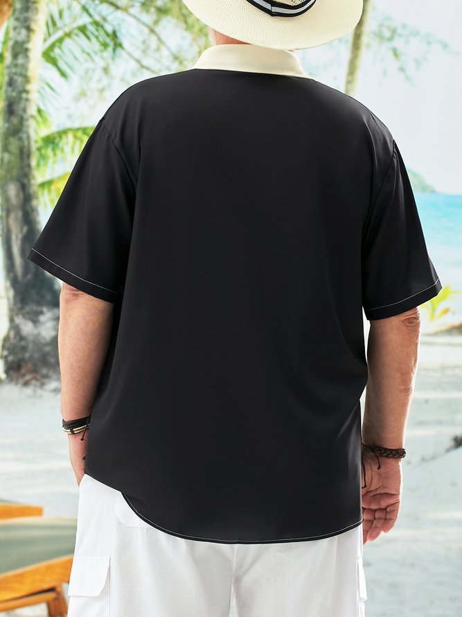 Big Size Chest Pocket Short Sleeve Bowling Shirt