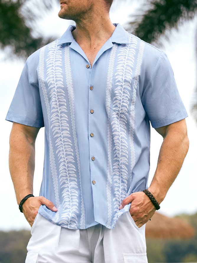 Hardaddy® Cotton Plants Chest Pocket Bowling shirt