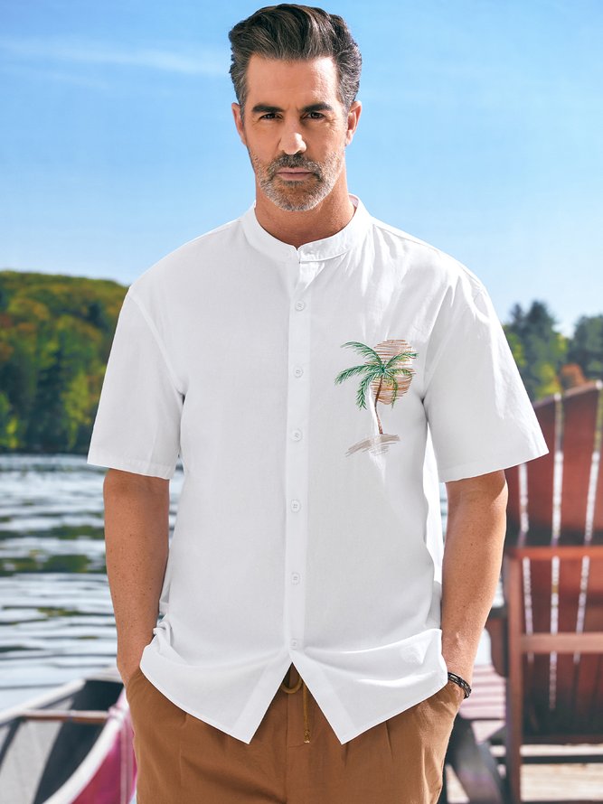 Hardaddy® Cotton Palm Tree Embroidered Resort Shirt