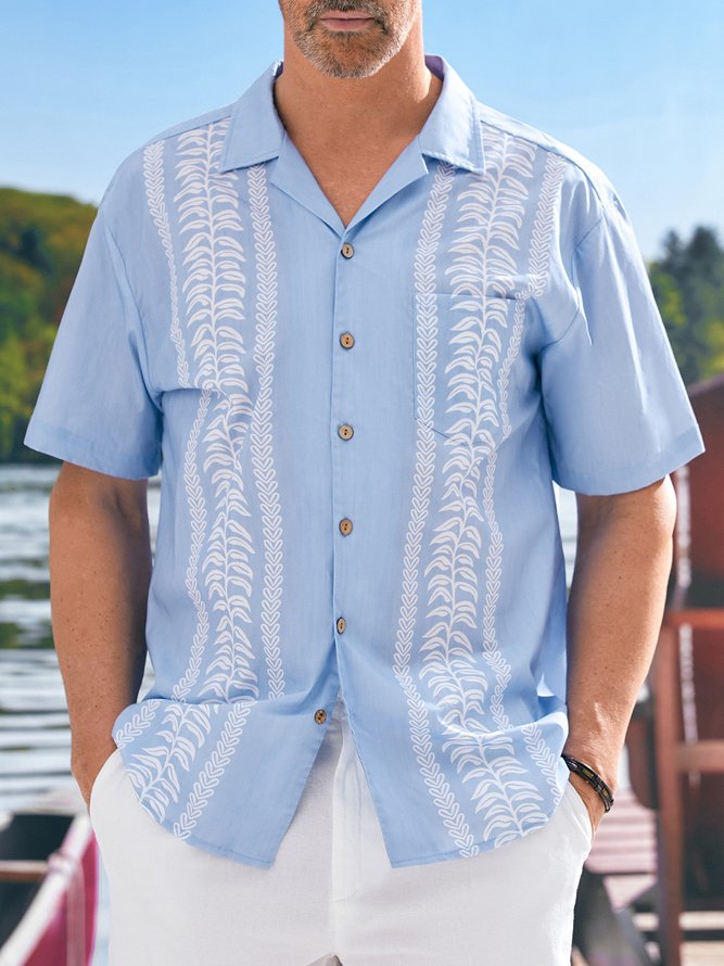 Hardaddy® Cotton Plants Chest Pocket Bowling shirt