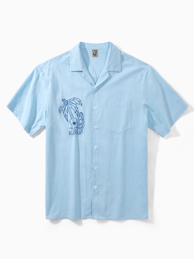 Hardaddy® Cotton Hula Girl Embroidered Aloha Shirt