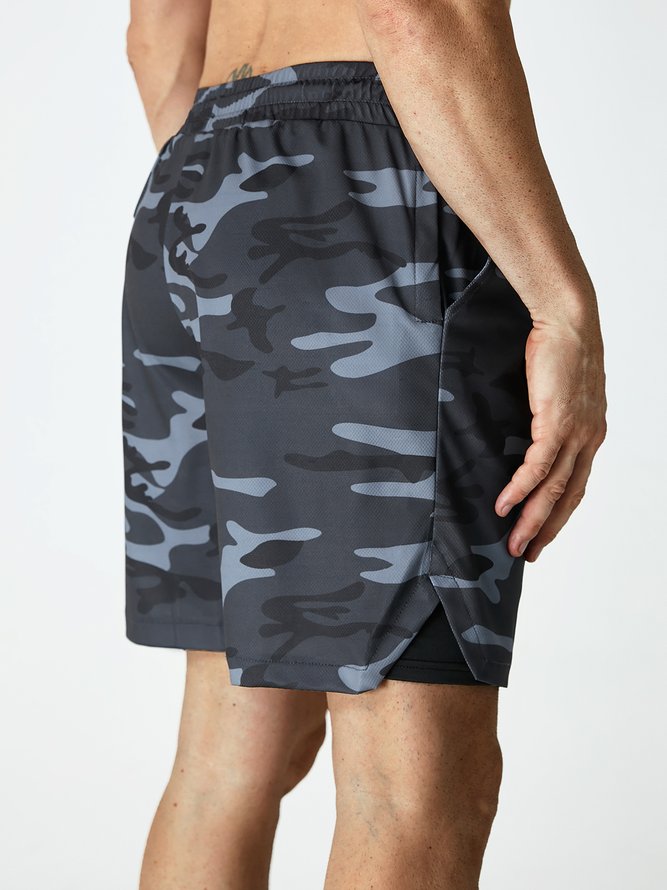 2 in 1 Running Shorts with Phone Pocket Quick Dry Workout Gym Shorts
