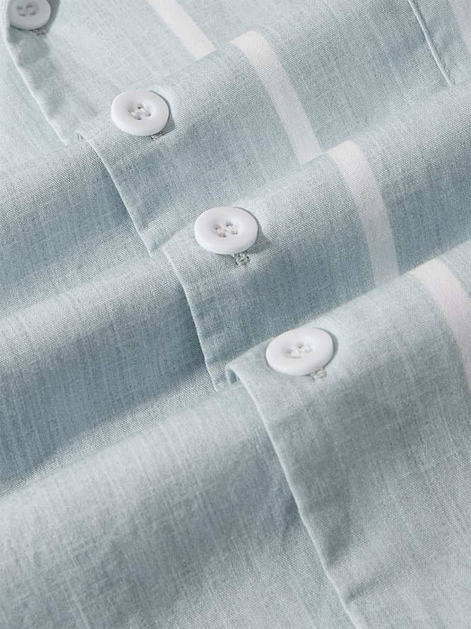 Hardaddy® Cotton Striped Coconut Tree Chest Pocket Resort Shirt